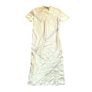 Zara Women’s Medium Silky White Shirt Maxi Dress NWT